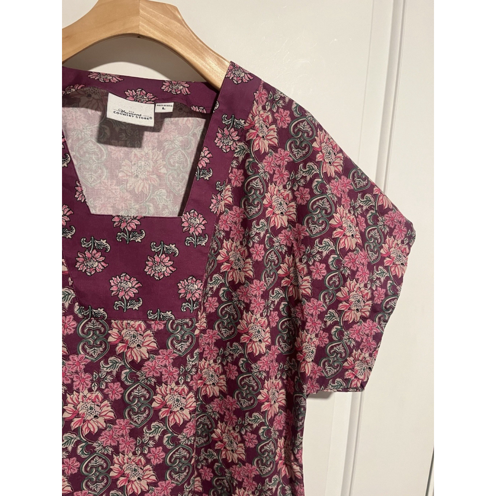 Vermont Country Store Maroon Floral Peasant Blouse Large - Picture 3 of 9